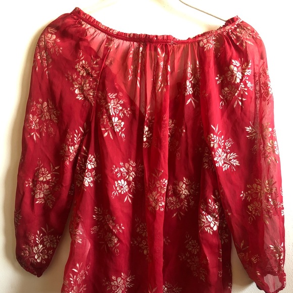 Abercrombie & Fitch red and gold floral blouse - Picture 5 of 5